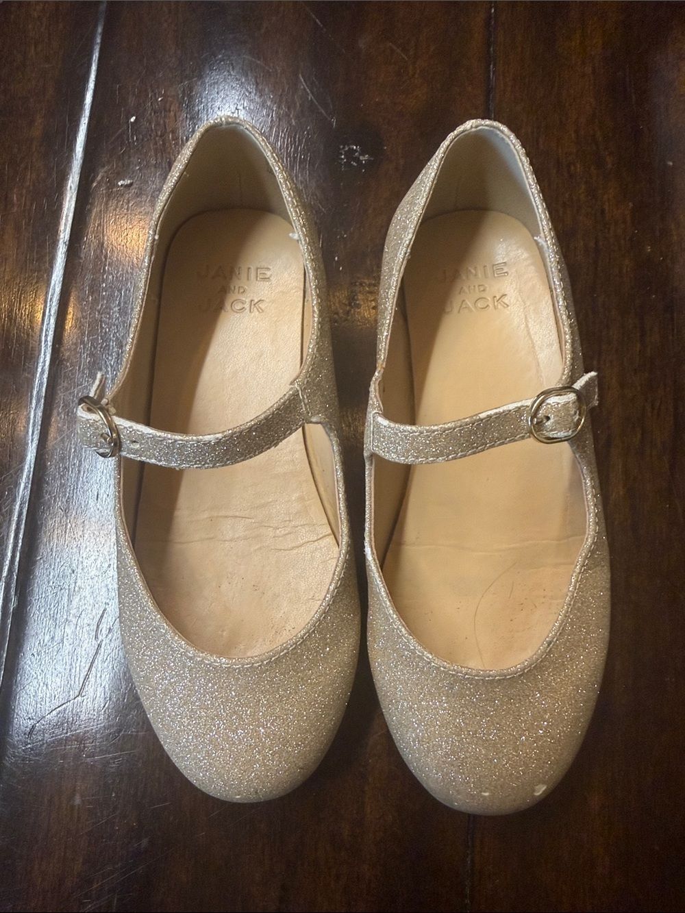 Janie and Jack Girls' Glitter Gold Mary Jane Flats